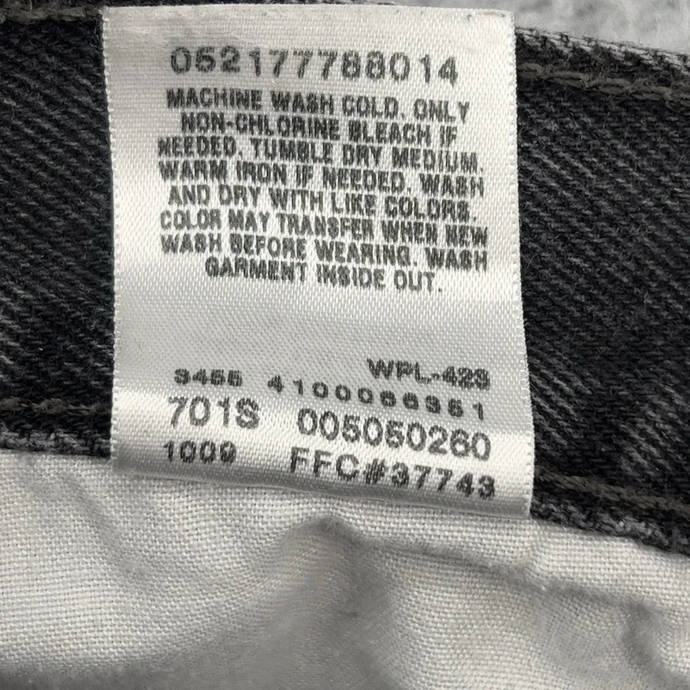 Levi's 505 Regular Fit Jeans Mens 33x32 Black Gray Denim Straight Leg Button Fly